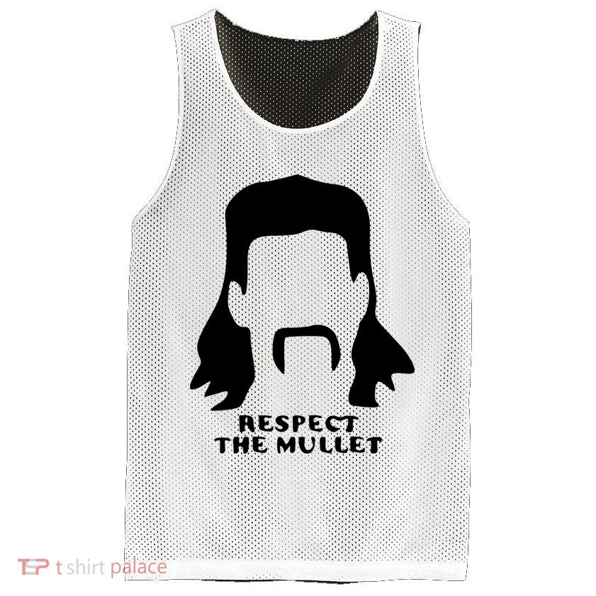 Respect The Mullet It's Mullet Time Funny Redneck Mullet Mesh Reversible Basketball Jersey Tank