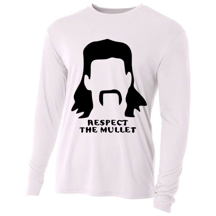 Respect The Mullet It's Mullet Time Funny Redneck Mullet Cooling Performance Long Sleeve Crew