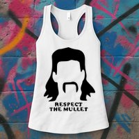 Respect The Mullet It's Mullet Time Funny Redneck Mullet Womens Tank Top