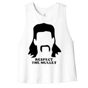 Respect The Mullet It's Mullet Time Funny Redneck Mullet Women's Racerback Cropped Tank