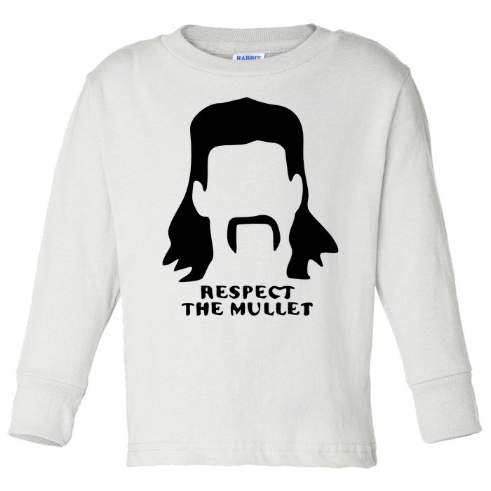 Respect The Mullet It's Mullet Time Funny Redneck Mullet Toddler Long Sleeve Shirt