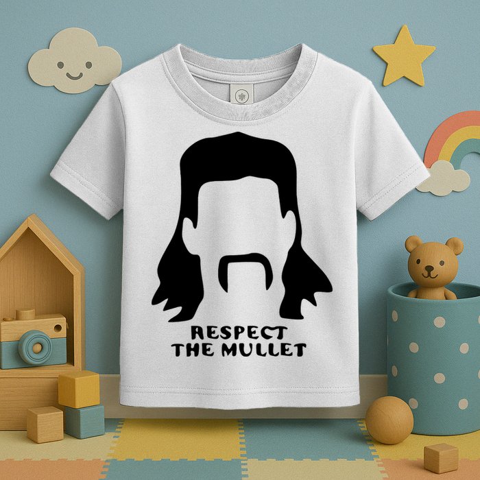Respect The Mullet It's Mullet Time Funny Redneck Mullet Toddler T-Shirt