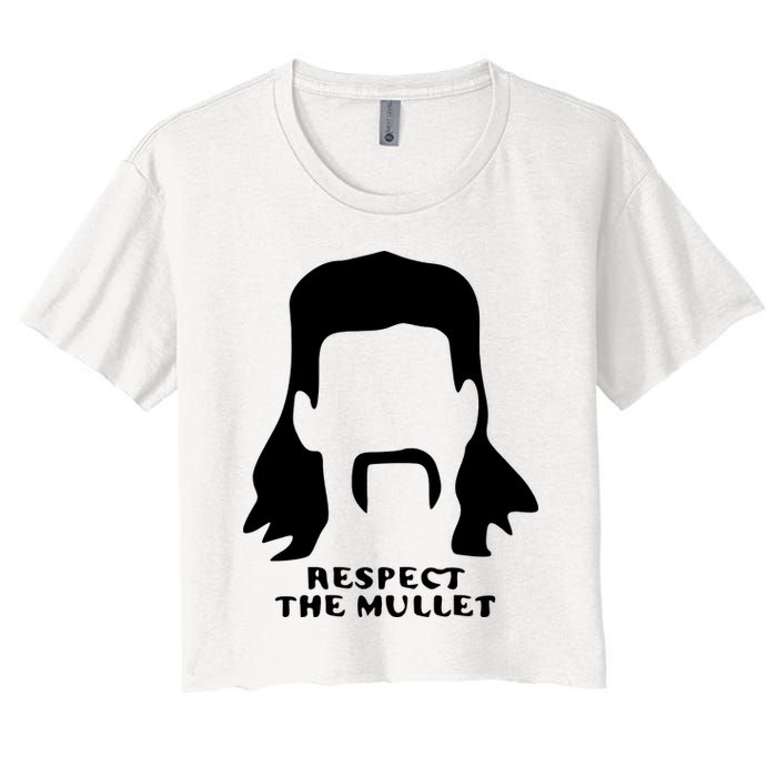 Respect The Mullet It's Mullet Time Funny Redneck Mullet Crop Top