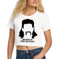 Respect The Mullet It's Mullet Time Funny Redneck Mullet Crop Top