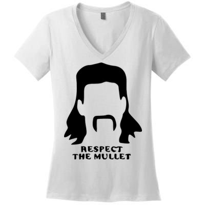 Respect The Mullet It's Mullet Time Funny Redneck Mullet Women's V-Neck T-Shirt