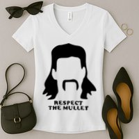 Respect The Mullet It's Mullet Time Funny Redneck Mullet Women's V-Neck T-Shirt
