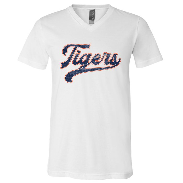 Retro Tigers Nickname V-Neck T-Shirt