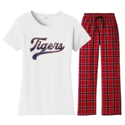 Retro Tigers Nickname Women's Flannel Pajama Set