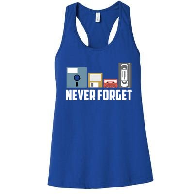 Retro Tech Never Forget Floppy Disk Gift 80s Nostalgia Women's Racerback Tank