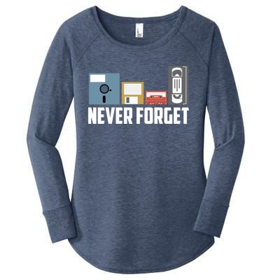 Retro Tech Never Forget Floppy Disk Gift 80s Nostalgia Women's Perfect Tri Tunic Long Sleeve Shirt