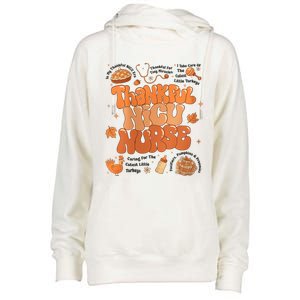 Retro Thanksgiving Nicu Nurse Autumn Thankful Nicu Nurse Womens Funnel Neck Pullover Hood