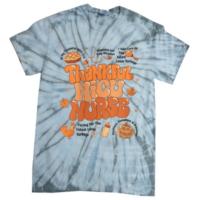 Retro Thanksgiving Nicu Nurse Autumn Thankful Nicu Nurse Tie-Dye T-Shirt