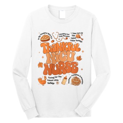 Retro Thanksgiving Nicu Nurse Autumn Thankful Nicu Nurse Long Sleeve Shirt