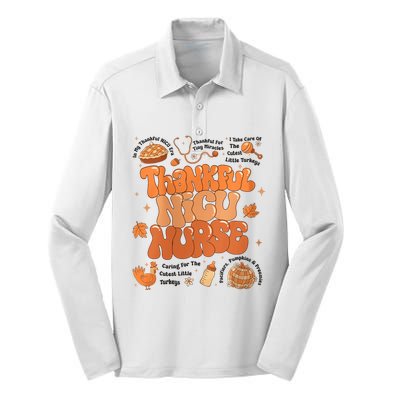 Retro Thanksgiving Nicu Nurse Autumn Thankful Nicu Nurse Silk Touch Performance Long Sleeve Polo