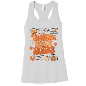 Retro Thanksgiving Nicu Nurse Autumn Thankful Nicu Nurse Women's Racerback Tank