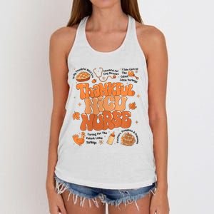 Retro Thanksgiving Nicu Nurse Autumn Thankful Nicu Nurse Women's Knotted Racerback Tank