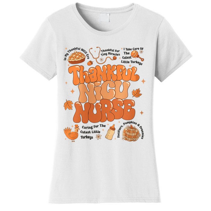 Retro Thanksgiving Nicu Nurse Autumn Thankful Nicu Nurse Women's T-Shirt