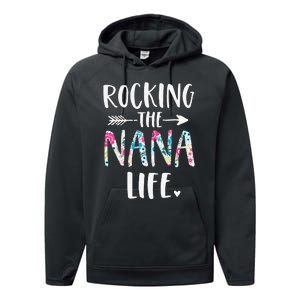 Rocking The Nana Life New Grandma Granny To Be Gigi Mimi Performance Fleece Hoodie