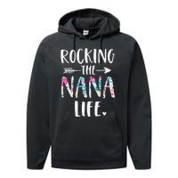 Rocking The Nana Life New Grandma Granny To Be Gigi Mimi Performance Fleece Hoodie