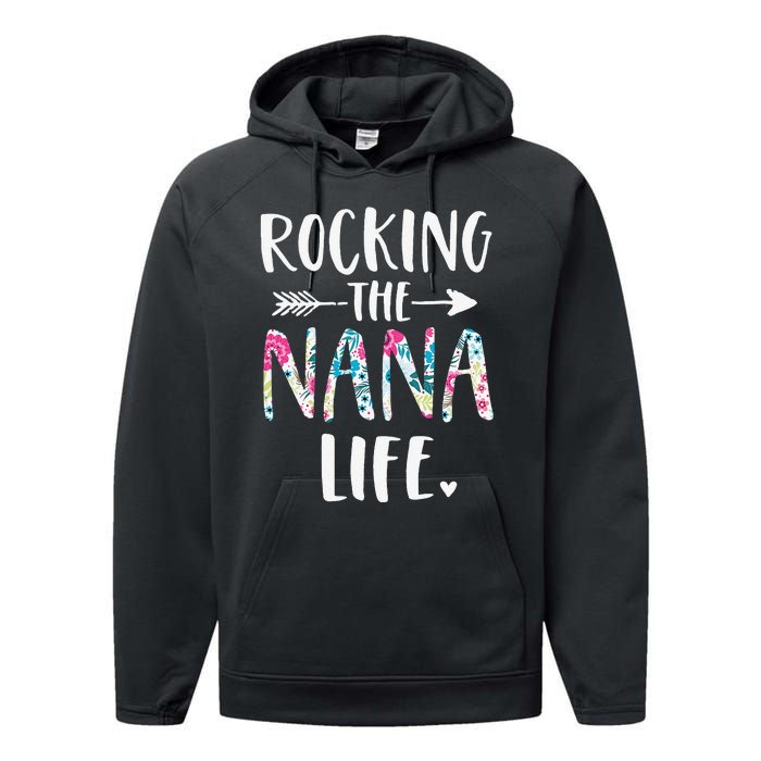 Rocking The Nana Life New Grandma Granny To Be Gigi Mimi Performance Fleece Hoodie