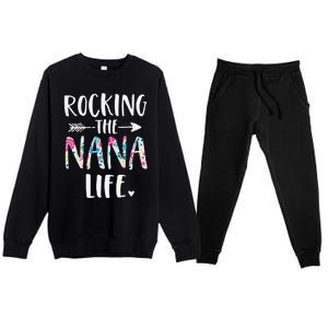 Rocking The Nana Life New Grandma Granny To Be Gigi Mimi Premium Crewneck Sweatsuit Set