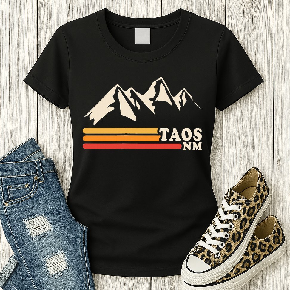 Retro Taos New Mexico Nm Mountains Ski Womens T-Shirt