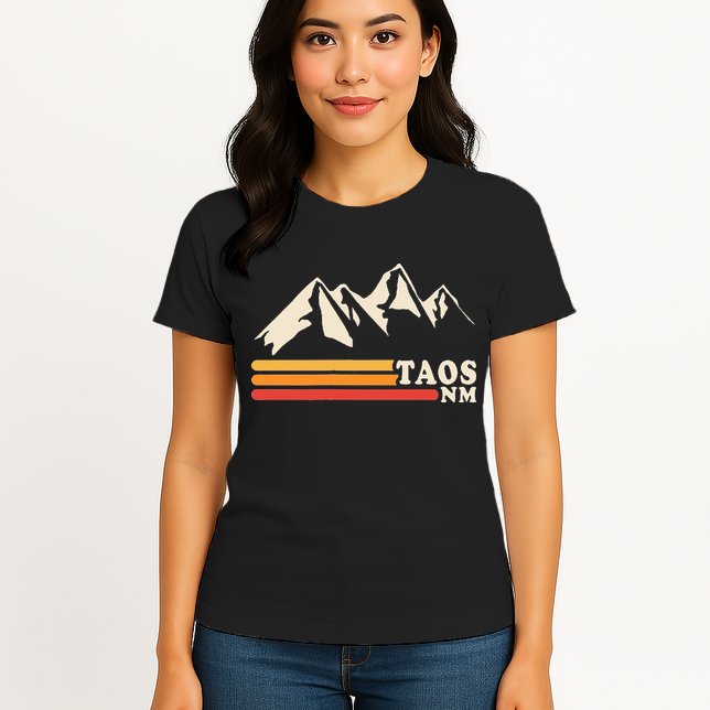 Retro Taos New Mexico Nm Mountains Ski Womens T-Shirt
