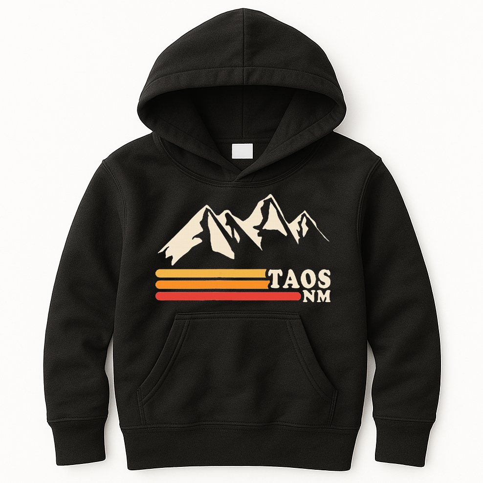 Retro Taos New Mexico Nm Mountains Ski Kids Hoodie