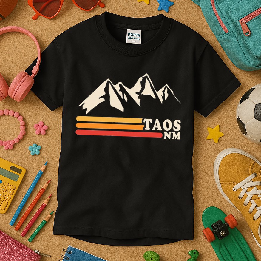Retro Taos New Mexico Nm Mountains Ski Kids T-Shirt