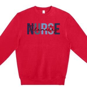 Retro Telemetry Nurse Print For Nursing Student Premium Crewneck Sweatshirt