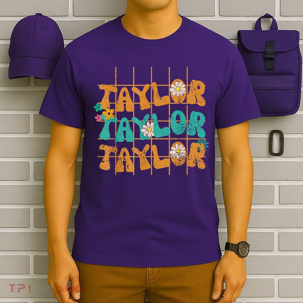 Retro TAYLOR Name Personalized Groovy Birthday Style T-Shirt