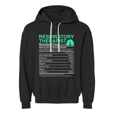 Respiratory Therapist Nutritional Facts Lungs Therapy Garment-Dyed Fleece Hoodie