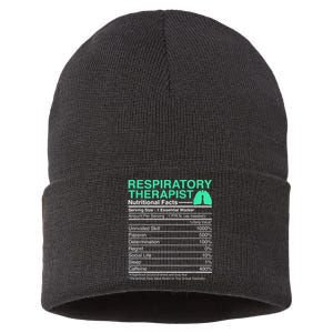 Respiratory Therapist Nutritional Facts Lungs Therapy Sustainable Knit Beanie