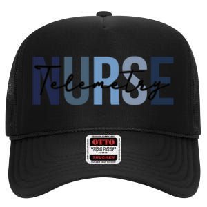 Retro Telemetry Nurse Print For Nursing Student High Crown Mesh Back Trucker Hat