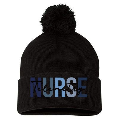Retro Telemetry Nurse Print For Nursing Student Pom Pom 12in Knit Beanie