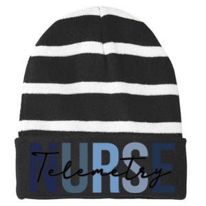 Retro Telemetry Nurse Print For Nursing Student Striped Beanie with Solid Band