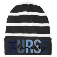 Retro Telemetry Nurse Print For Nursing Student Striped Beanie with Solid Band