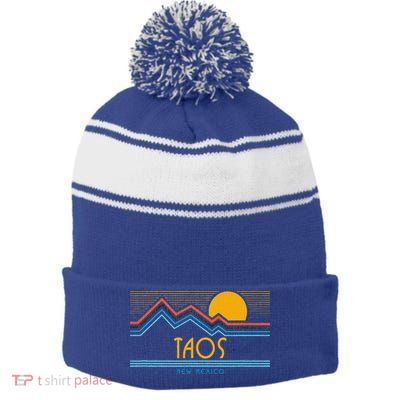 Retro Taos New Mexico Stripe Pom Pom Beanie