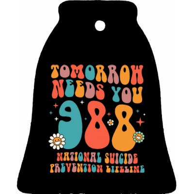 Retro Tomorrow Needs You 988 Suicide Prevention Awareness Ceramic Bell Ornament