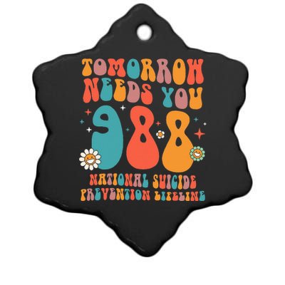 Retro Tomorrow Needs You 988 Suicide Prevention Awareness Ceramic Star Ornament