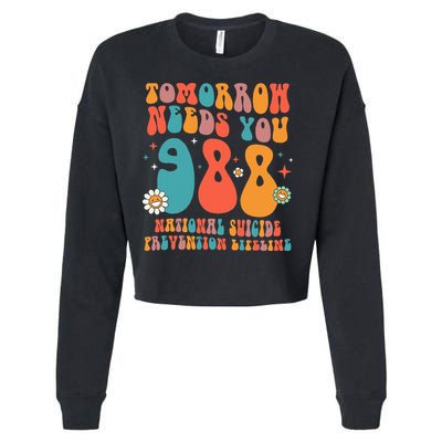 Retro Tomorrow Needs You 988 Suicide Prevention Awareness Cropped Pullover Crew