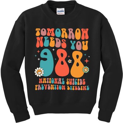 Retro Tomorrow Needs You 988 Suicide Prevention Awareness Kids Sweatshirt