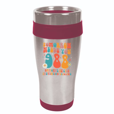 Retro Tomorrow Needs You 988 Suicide Prevention Awareness 16oz Travel Tumbler