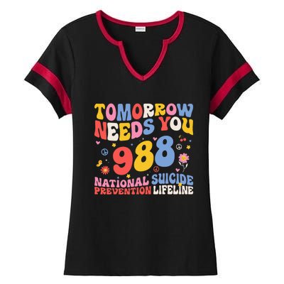 Retro Tomorrow Needs You 988 Suicide Prevention Awareness Ladies Halftime Notch Neck Tee