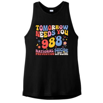 Retro Tomorrow Needs You 988 Suicide Prevention Awareness Ladies PosiCharge Tri-Blend Wicking Tank