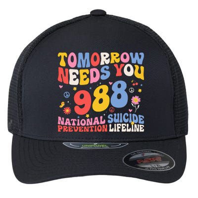 Retro Tomorrow Needs You 988 Suicide Prevention Awareness Flexfit Unipanel Trucker Cap