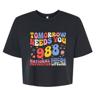 Retro Tomorrow Needs You 988 Suicide Prevention Awareness Bella+Canvas Jersey Crop Tee