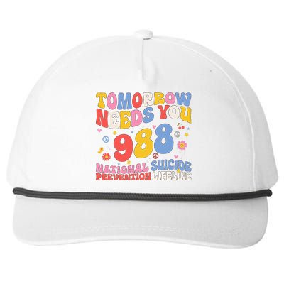 Retro Tomorrow Needs You 988 Suicide Prevention Awareness Snapback Five-Panel Rope Hat