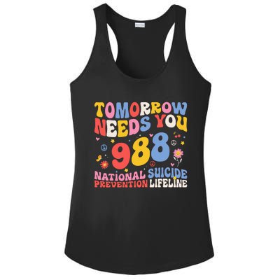 Retro Tomorrow Needs You 988 Suicide Prevention Awareness Ladies PosiCharge Competitor Racerback Tank