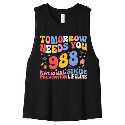 Retro Tomorrow Needs You 988 Suicide Prevention Awareness Women's Racerback Cropped Tank